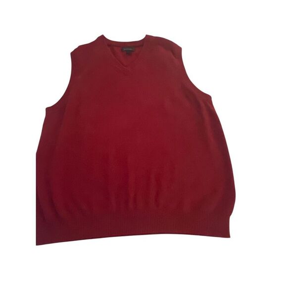John W Nordstrom 100% Cashmere V Neck Sweater Vest Red Solid XL - Picture 5 of 9